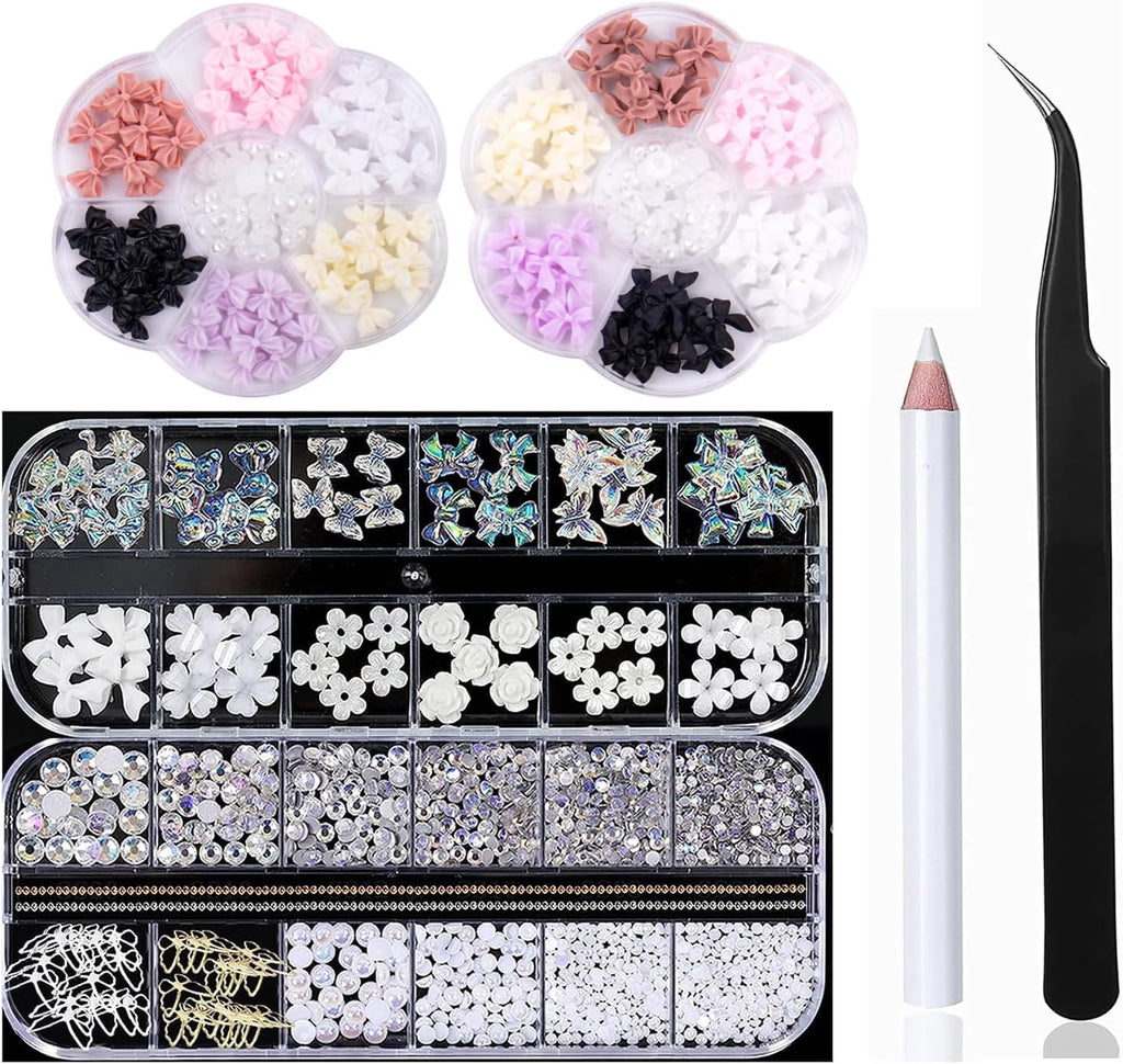 Nail Rhinestones Set, Gems,Crystals ,Rhinestones Mix Sizes Crystal Rhinestones + 1 Pcs Rhinestone Picker Dotting Pen + 1 Pick Up Tweezer