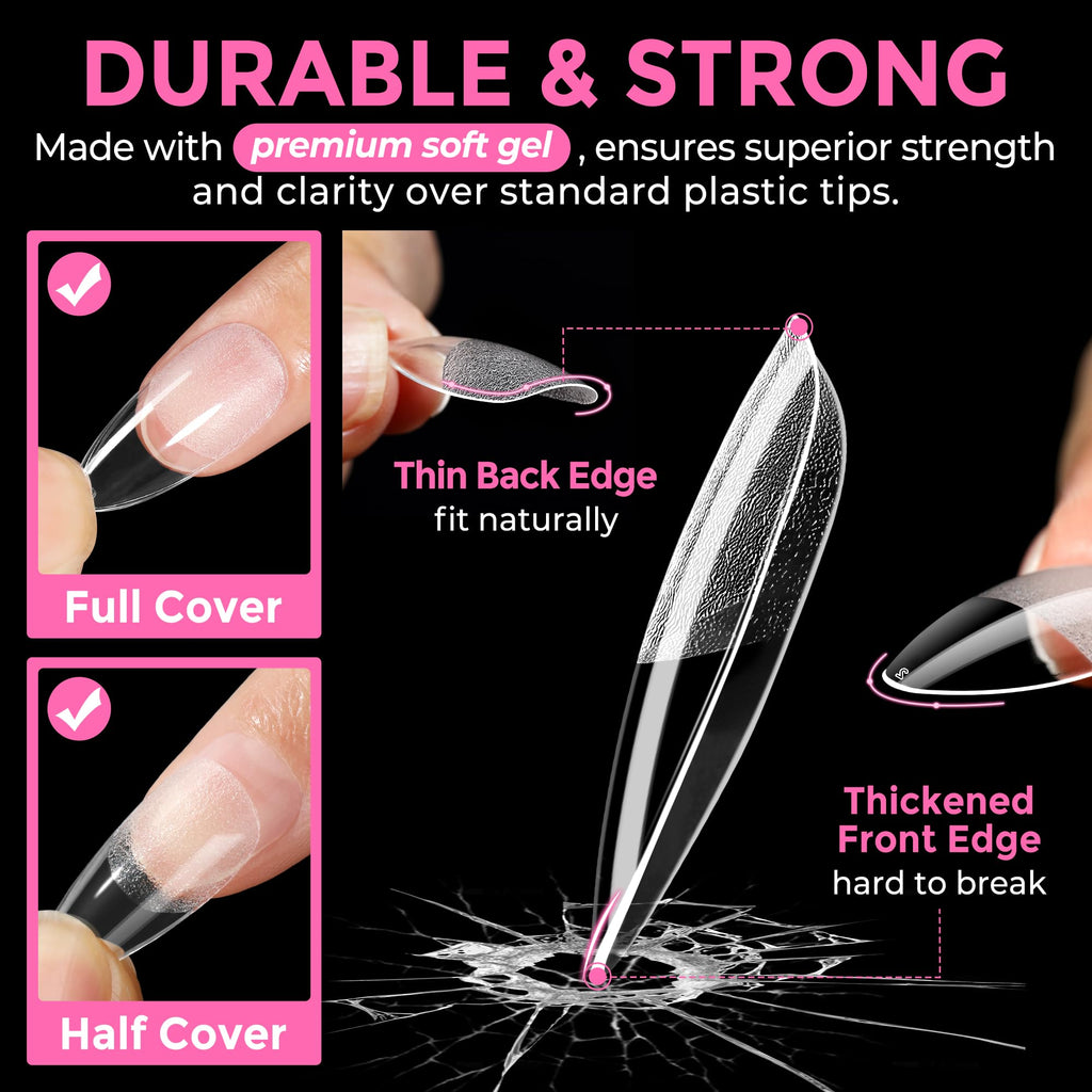 2 different options for glue , plus differnet shapes and sizes for nail tips! choose your pack !