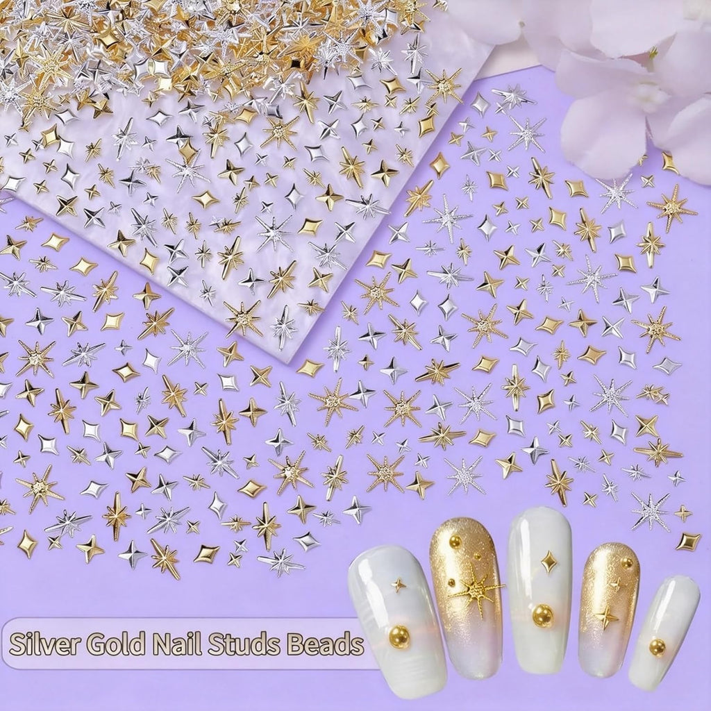 5400PCS Nail Charms, Gold & silver Gems Set, Rhinestones