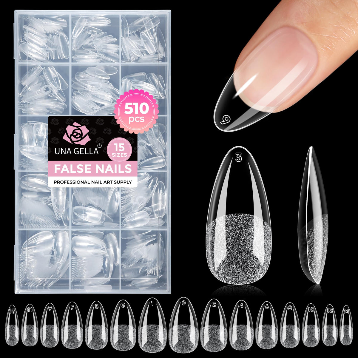 UNA GELLA Soft Gel Nail Tips, 6 Shapes + 2 Glue Options