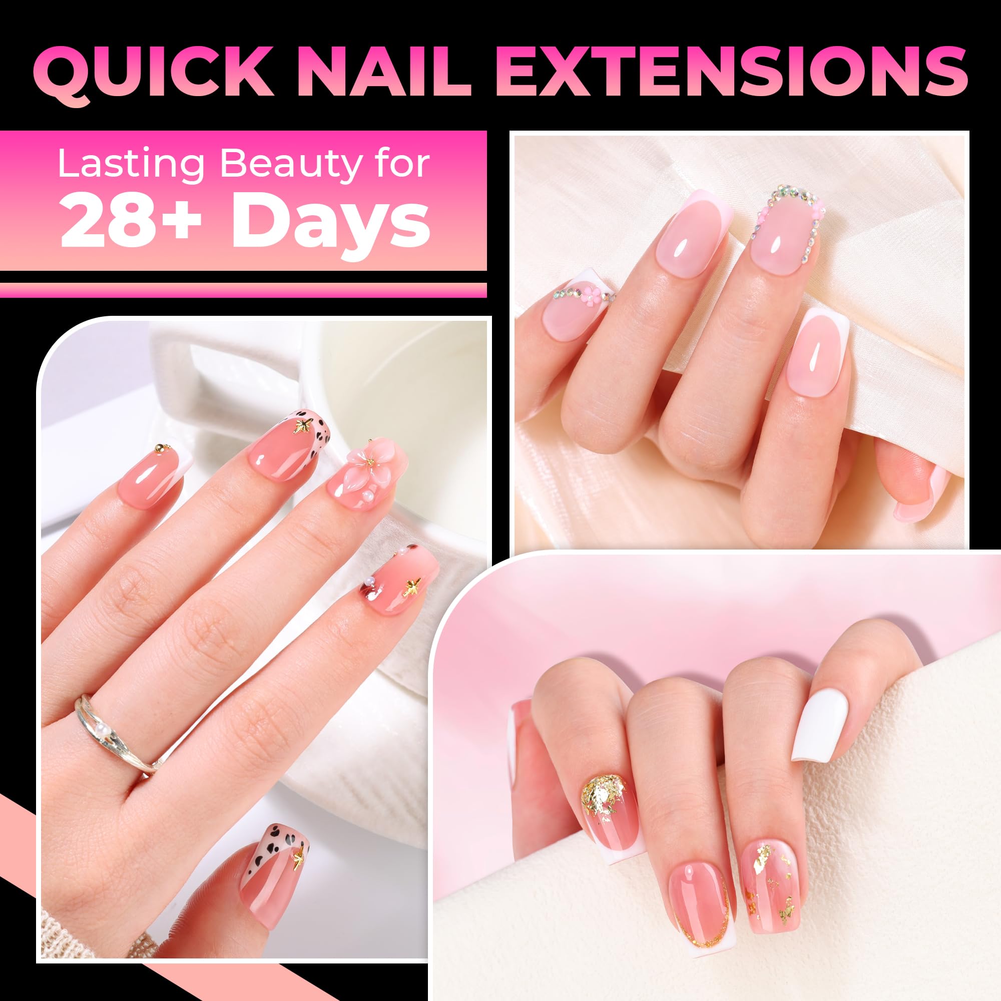 UNA GELLA Soft Gel Nail Tips, 6 Shapes + 2 Glue Options