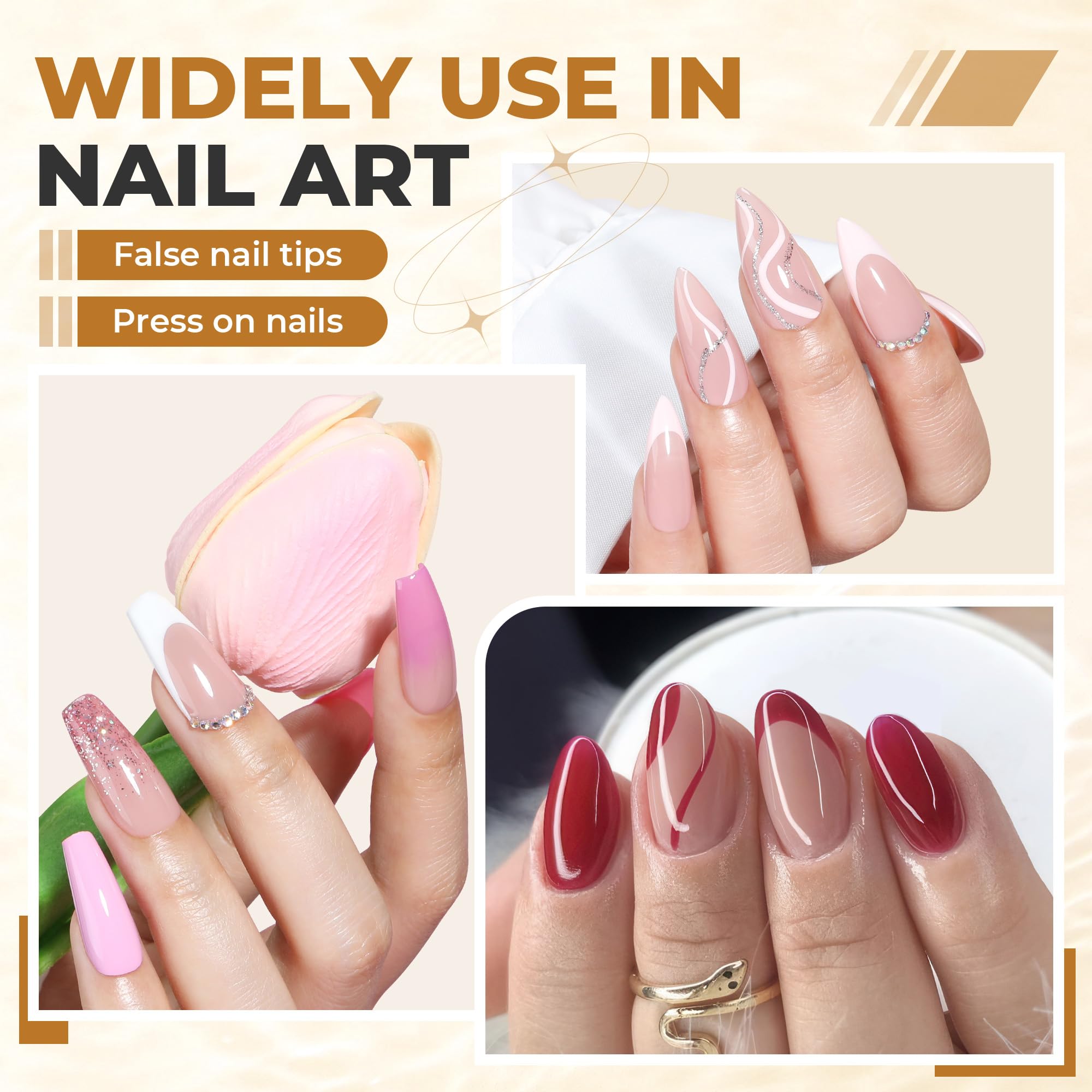 UNA GELLA Soft Gel Nail Tips, 6 Shapes + 2 Glue Options