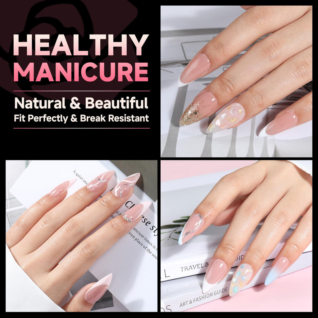2 different options for glue , plus differnet shapes and sizes for nail tips! choose your pack !