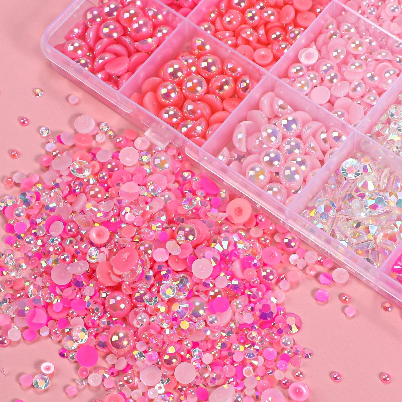 22000 Pcs Flatback Pearls and Rhinestones Bedazzling Kit, Mixed Size Half Pearls Gemsn  ( 8 different colors )