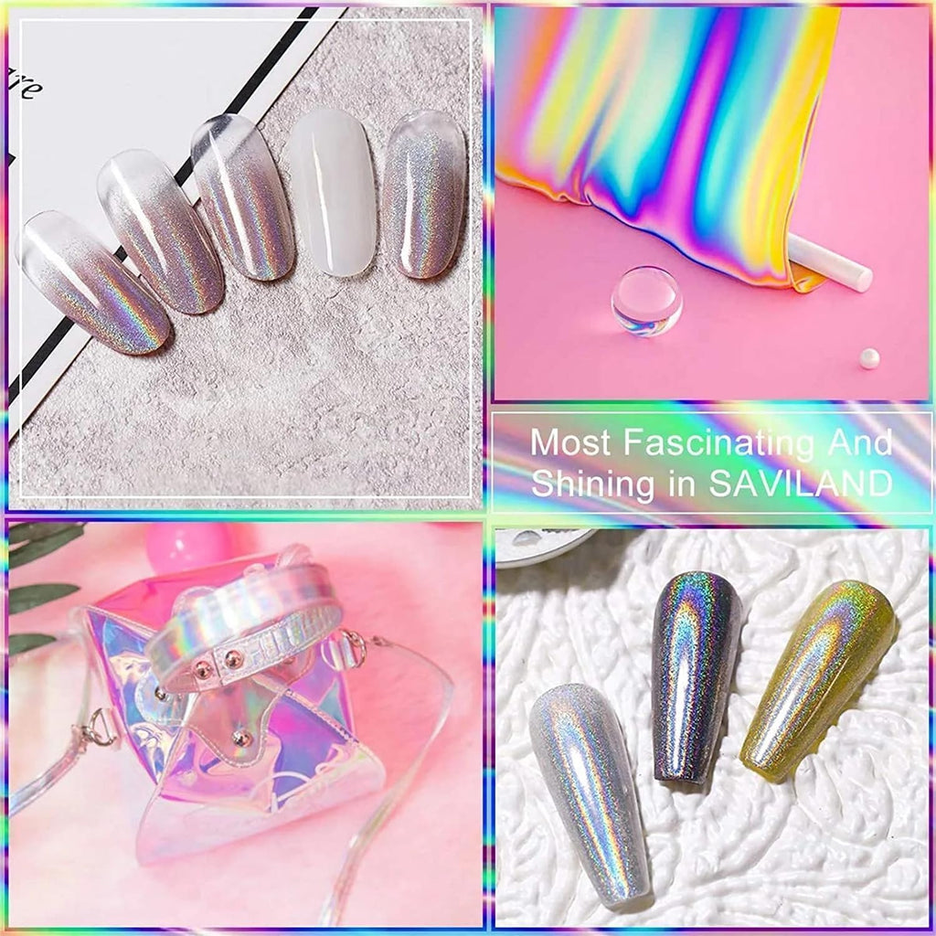 Holographic Chrome Nail Powder . (  4 different packs )