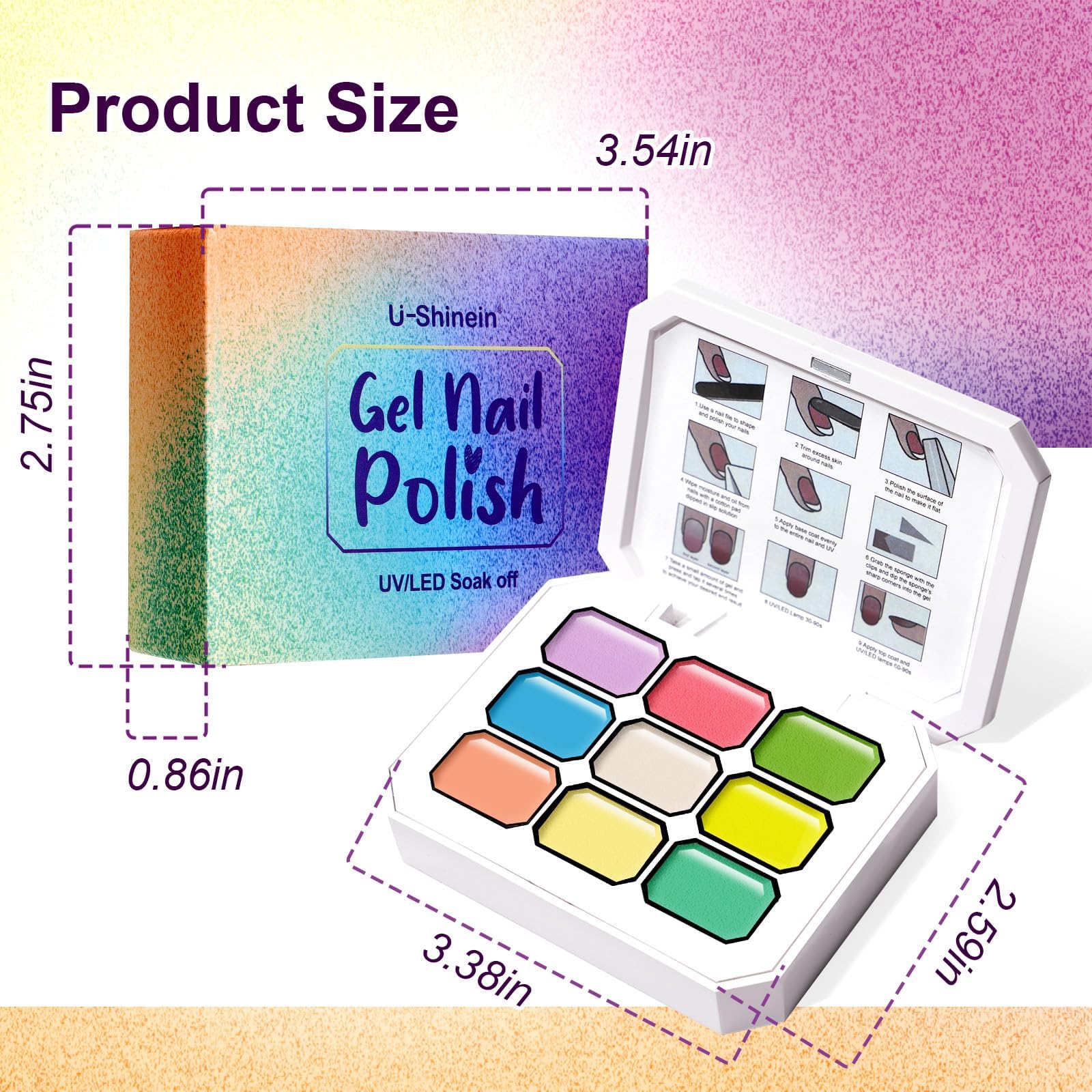 Gradient Painting Gel,(plenty of diff combinations!) 9 Colors Ombre Gel Nail Polish with 100Pcs Nail Sponges &Tweezers, Sponging Gel Nail Polish for Ombre Nails