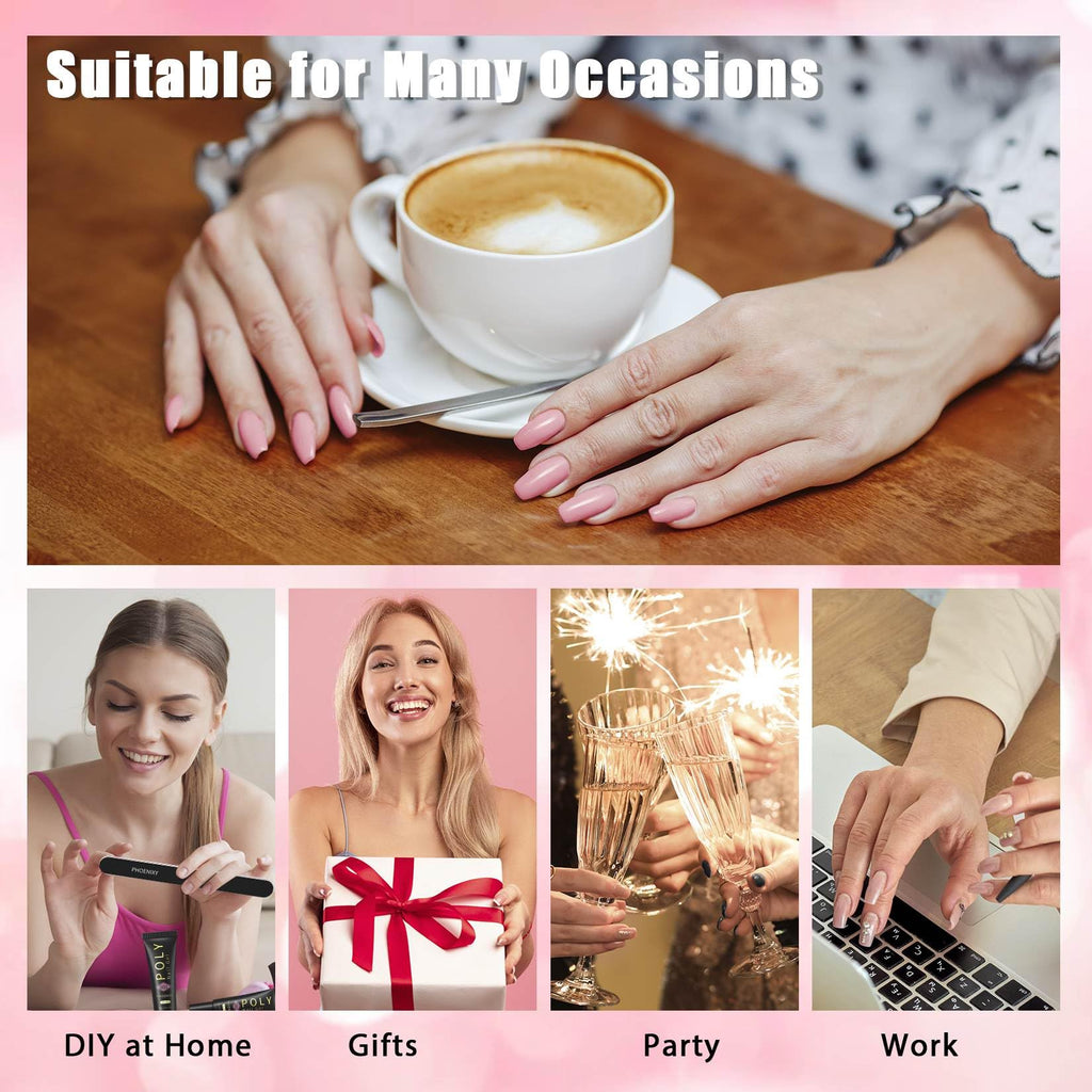 7 different packs . Phoenixy Poly Nail Gel Kit 6 Colors Pink Nude with Sliver Gold Glitter Poly Extension Gel 15 ml