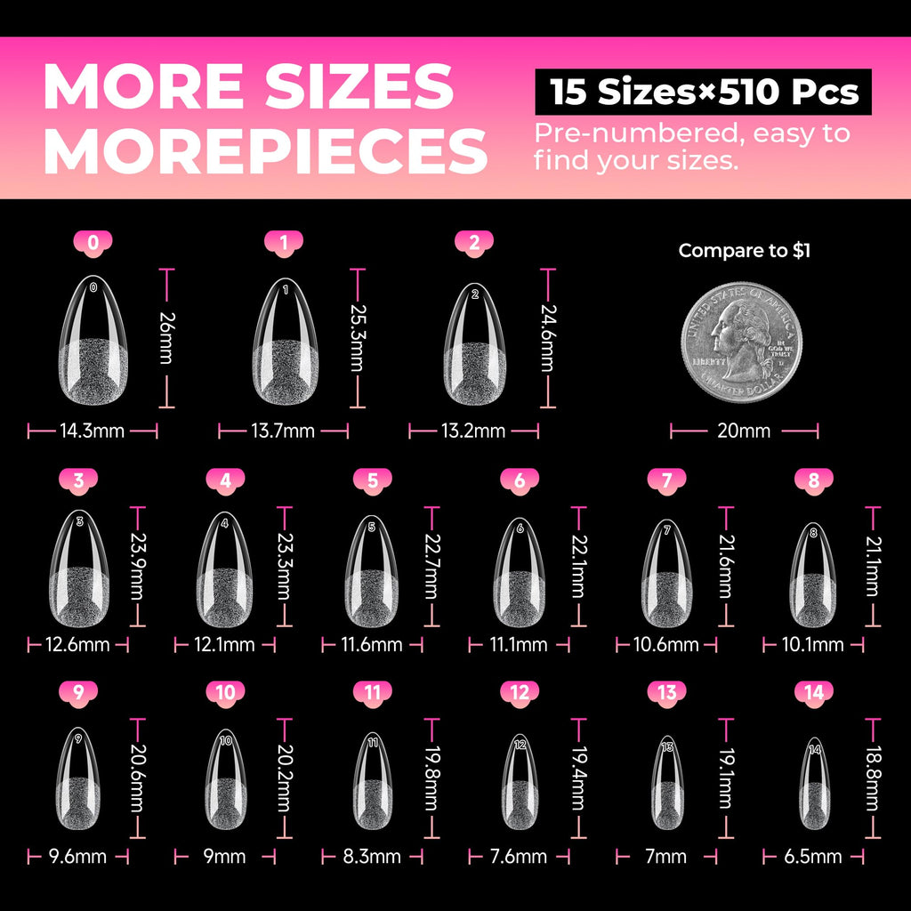 UNA GELLA Soft Gel Nail Tips, 6 Shapes + 2 Glue Options