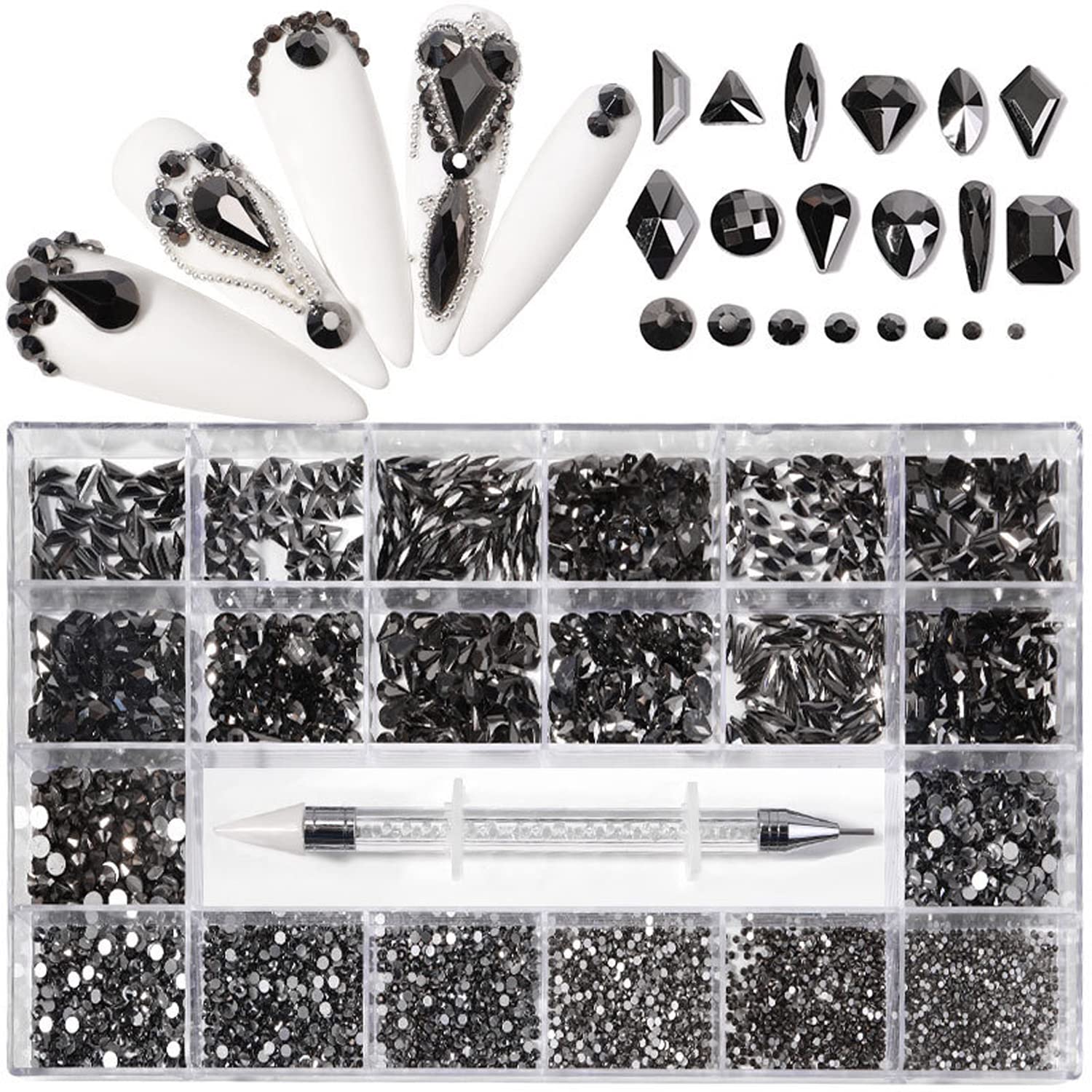 Nail Art Kit: 240 Special Shape & 2194 Flatback Rhinestones for Nails, ( 8 diff packs )