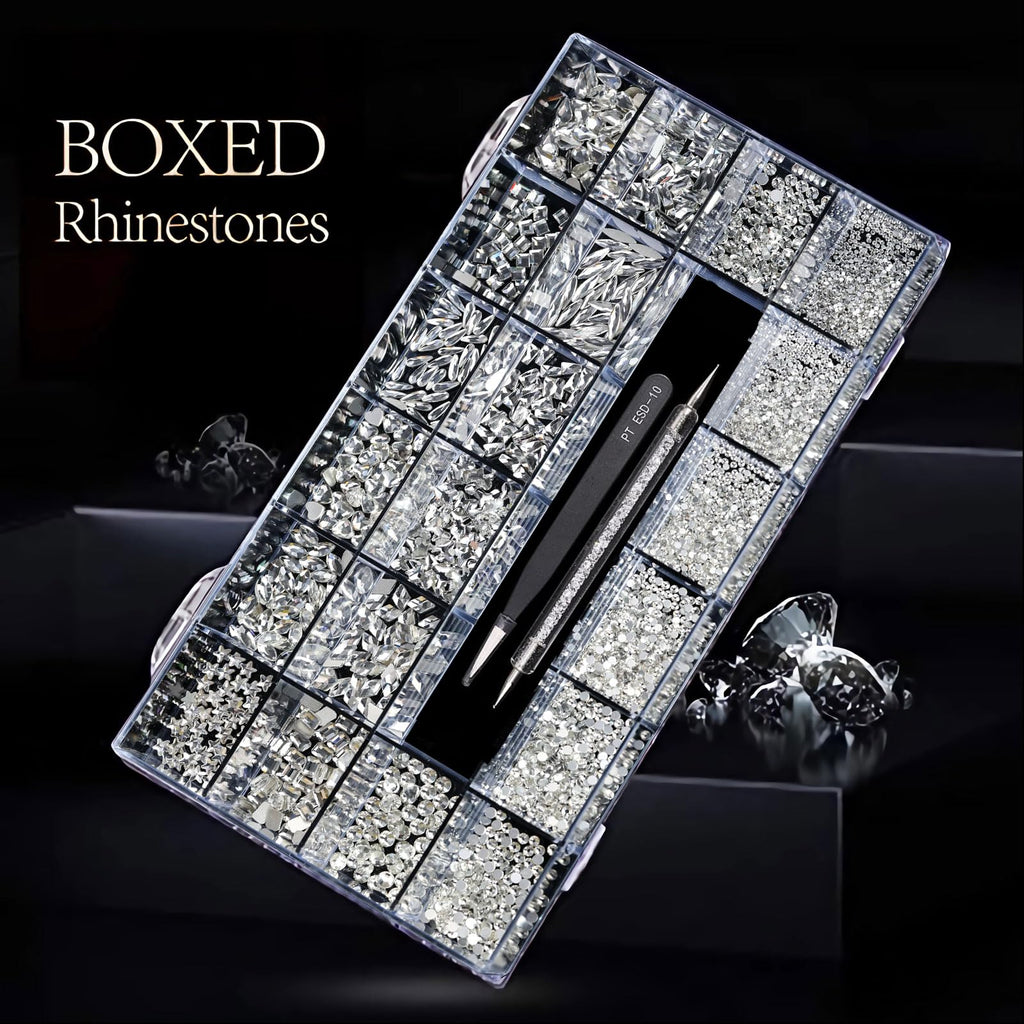 (5 diff packs ) 12 Types of 600  Diamonds + 2500 Flat Rhinestones Mix 20 Styles Flatback Stones Set + Tweezers + Drill Pen