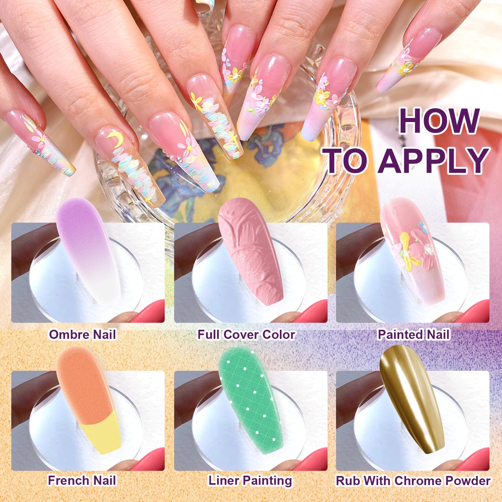 Gradient Painting Gel,(plenty of diff combinations!) 9 Colors Ombre Gel Nail Polish with 100Pcs Nail Sponges &Tweezers, Sponging Gel Nail Polish for Ombre Nails