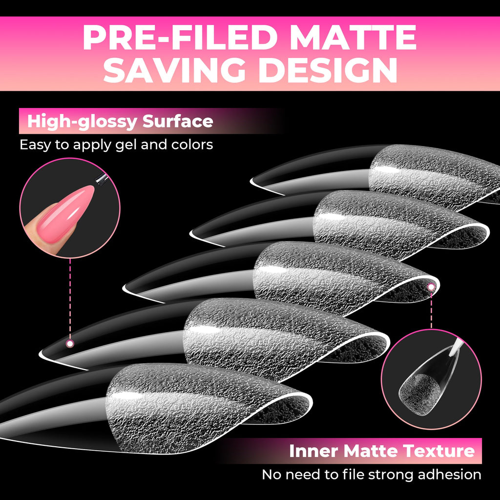 UNA GELLA Soft Gel Nail Tips, 6 Shapes + 2 Glue Options