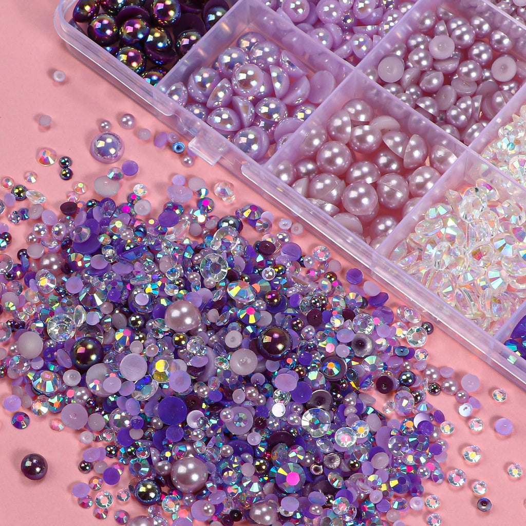 22000 Pcs Flatback Pearls and Rhinestones Bedazzling Kit, Mixed Size Half Pearls Gemsn  ( 8 different colors )