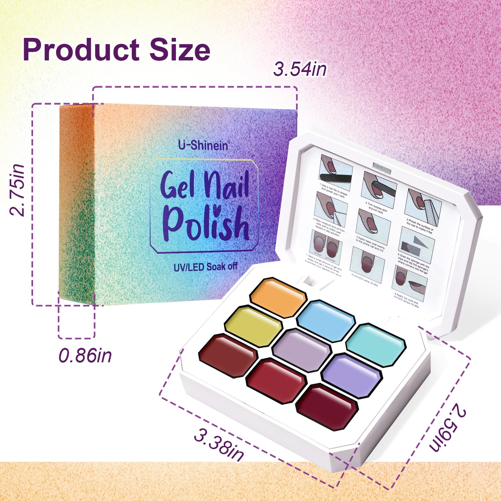 Gradient Painting Gel,(plenty of diff combinations!) 9 Colors Ombre Gel Nail Polish with 100Pcs Nail Sponges &Tweezers, Sponging Gel Nail Polish for Ombre Nails