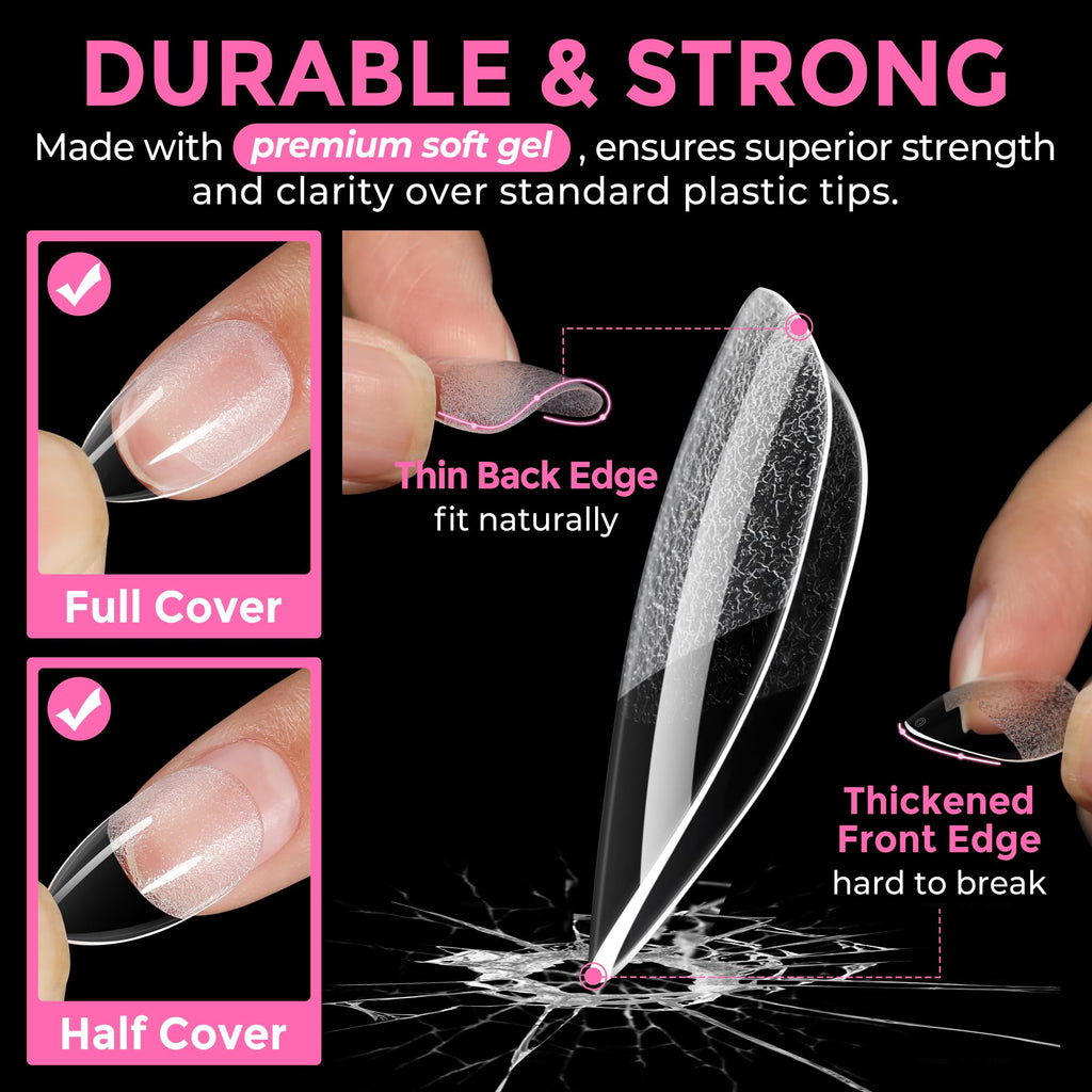 2 different options for glue , plus differnet shapes and sizes for nail tips! choose your pack !