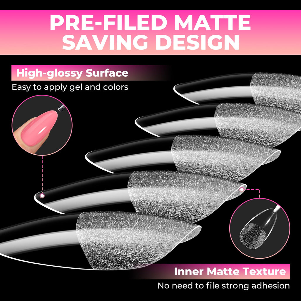UNA GELLA Soft Gel Nail Tips, 6 Shapes + 2 Glue Options
