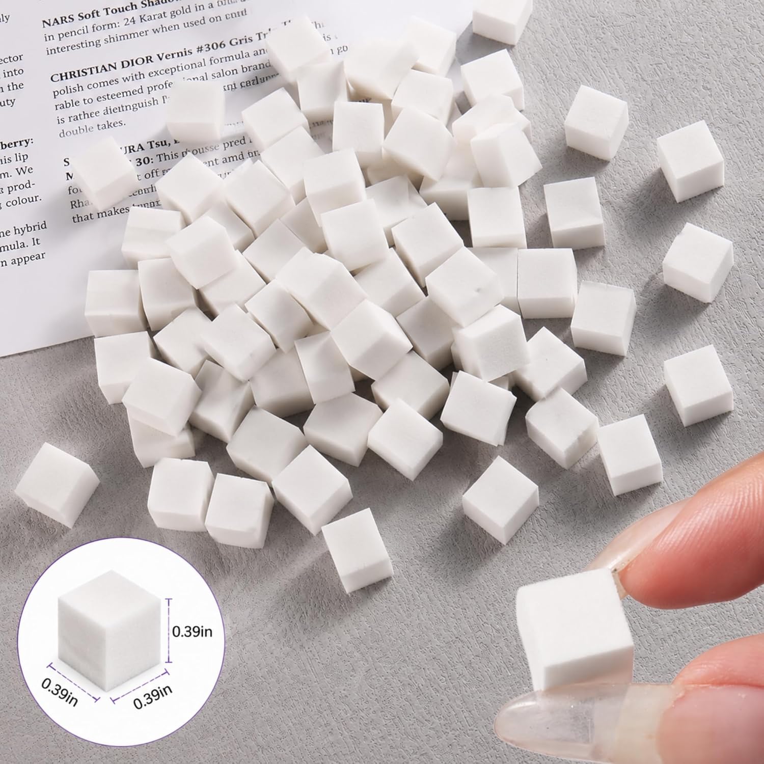 Yaya Nails Soft Nail Sponges for Ombre Nail Art, 200 PCS, with Grabbing Pen, Nail Art Palette and Mixing Spatula