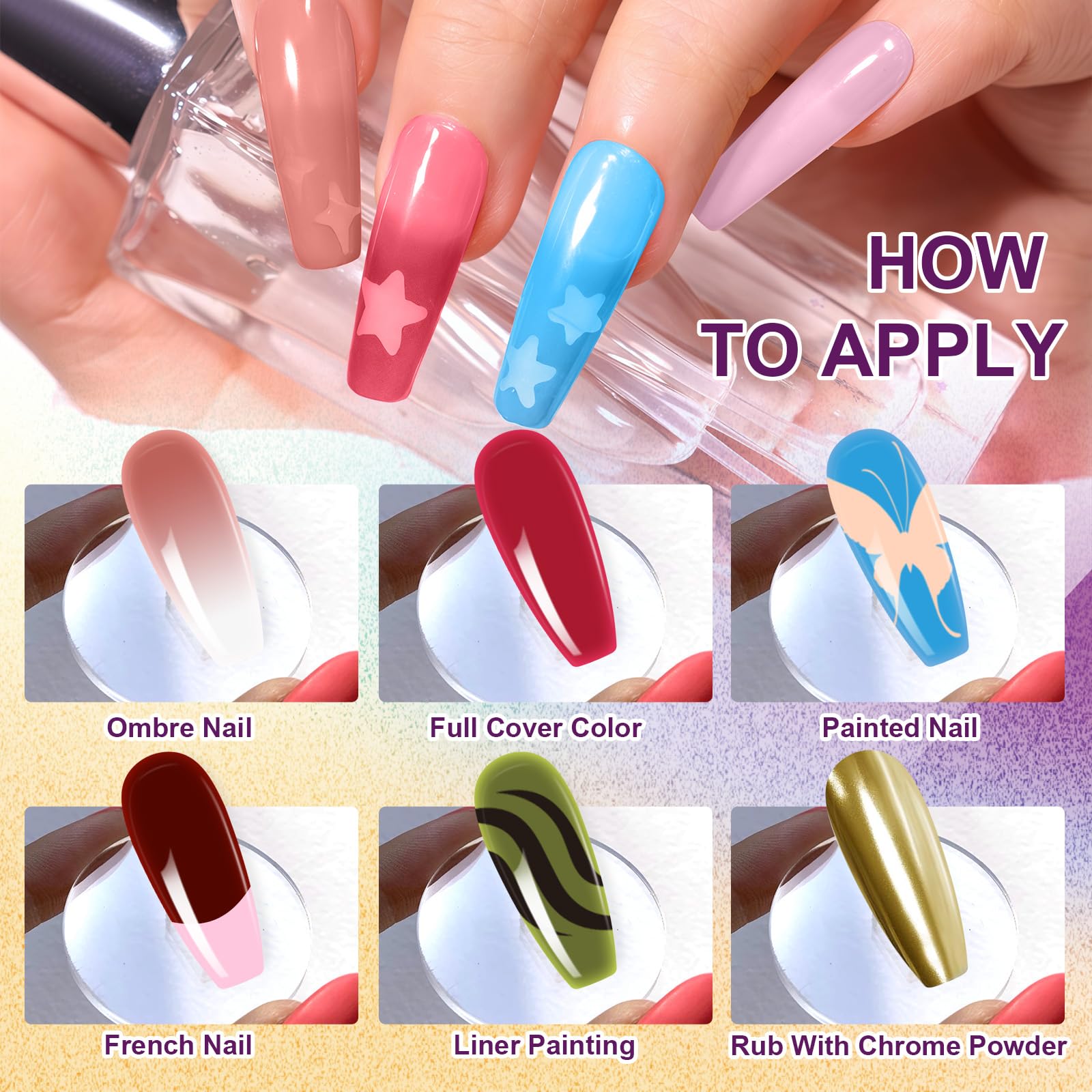 Gradient Painting Gel,(plenty of diff combinations!) 9 Colors Ombre Gel Nail Polish with 100Pcs Nail Sponges &Tweezers, Sponging Gel Nail Polish for Ombre Nails