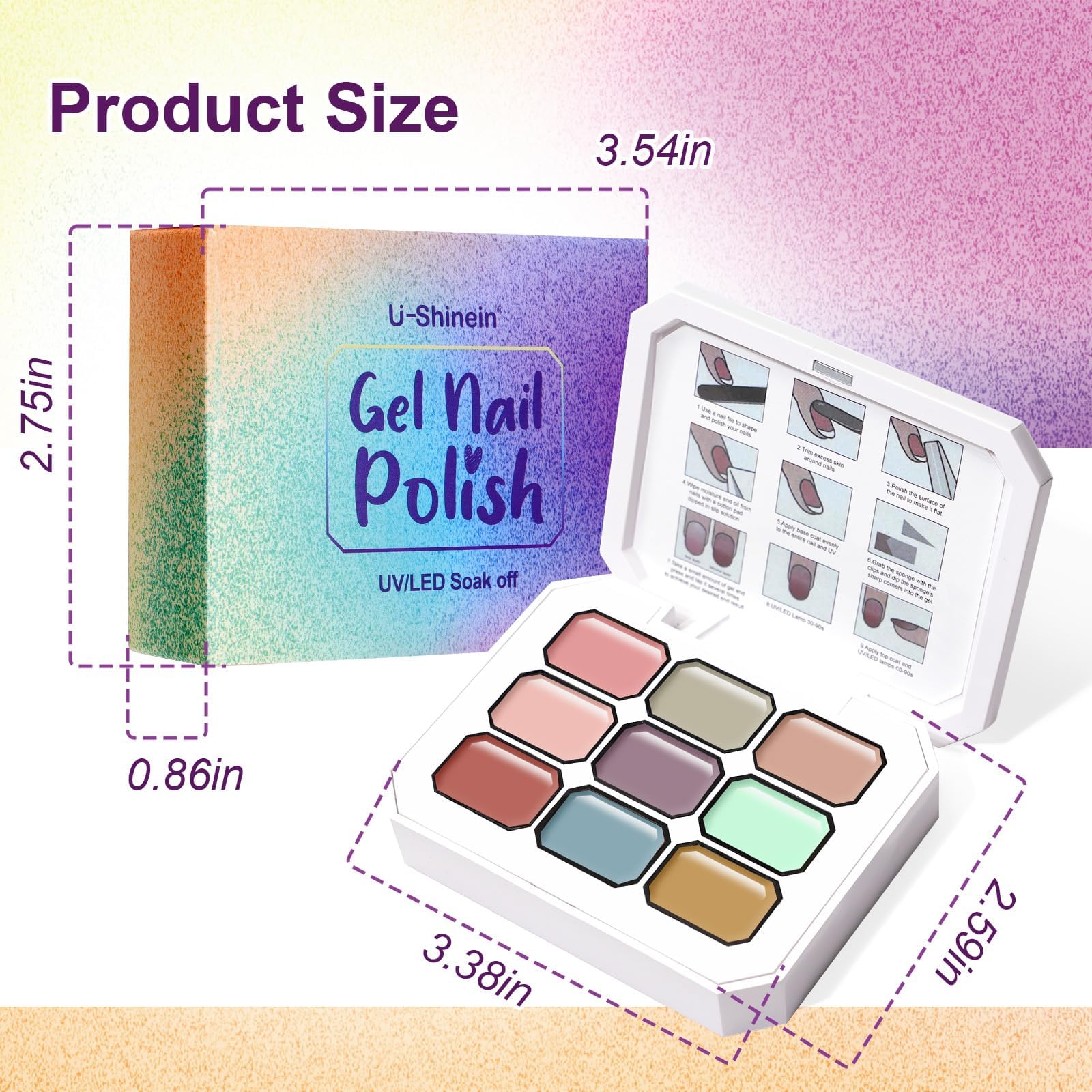 Gradient Painting Gel,(plenty of diff combinations!) 9 Colors Ombre Gel Nail Polish with 100Pcs Nail Sponges &Tweezers, Sponging Gel Nail Polish for Ombre Nails