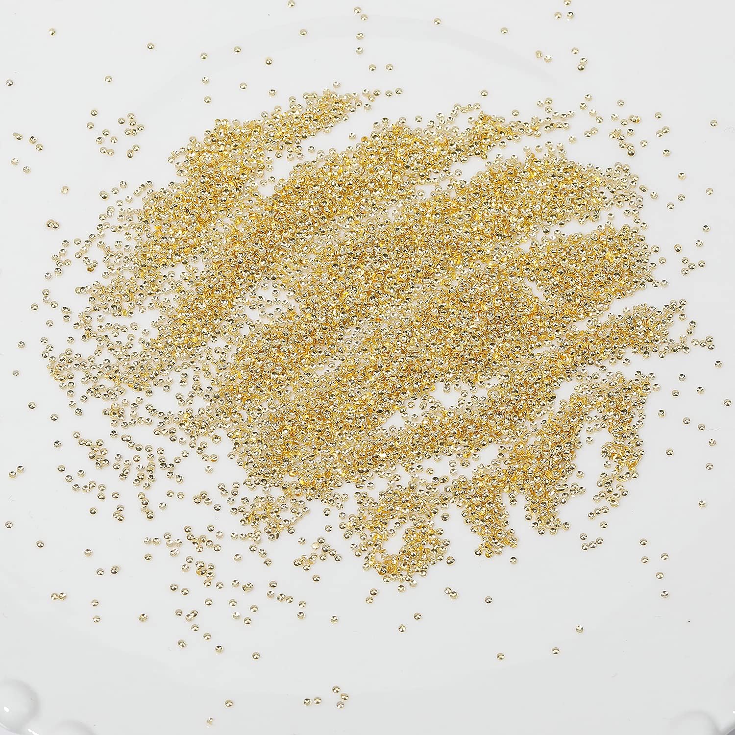 Nail Charms,Nail Gems,3600Pcs Gold & Silver Bead Flat Back Round Rhinestones，Small Nail Pearls 3D Mixed Sizes