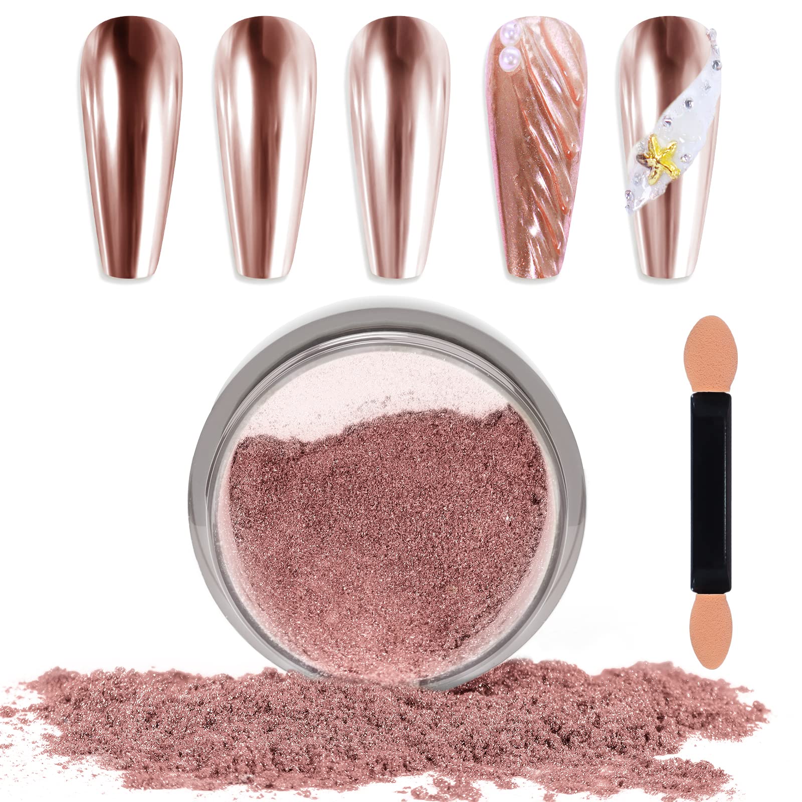 Laza Chrome Nail Powder Mirror Effect Metallic 6 diff colors