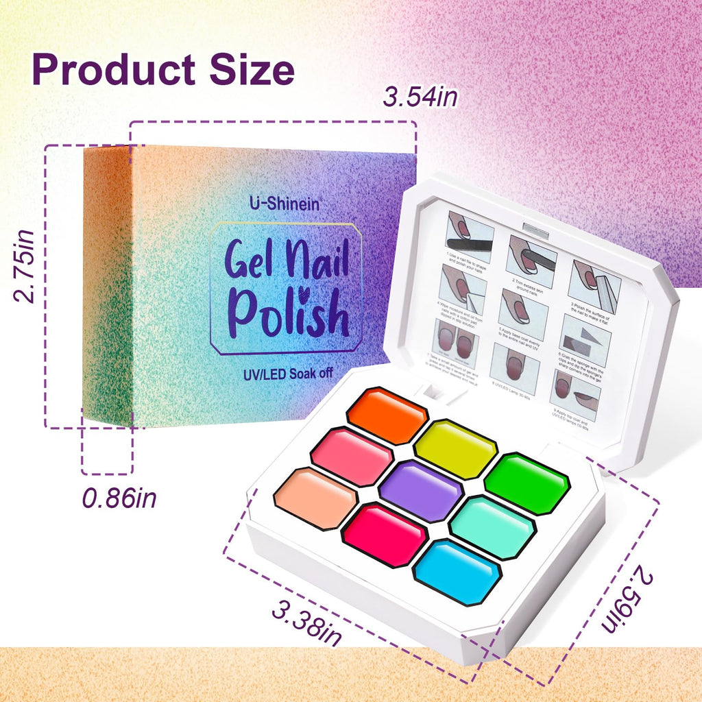 Gradient Painting Gel,(plenty of diff combinations!) 9 Colors Ombre Gel Nail Polish with 100Pcs Nail Sponges &Tweezers, Sponging Gel Nail Polish for Ombre Nails