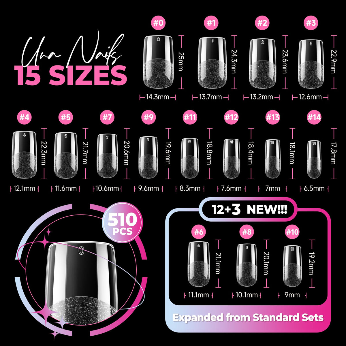 UNA GELLA Soft Gel Nail Tips, 6 Shapes + 2 Glue Options