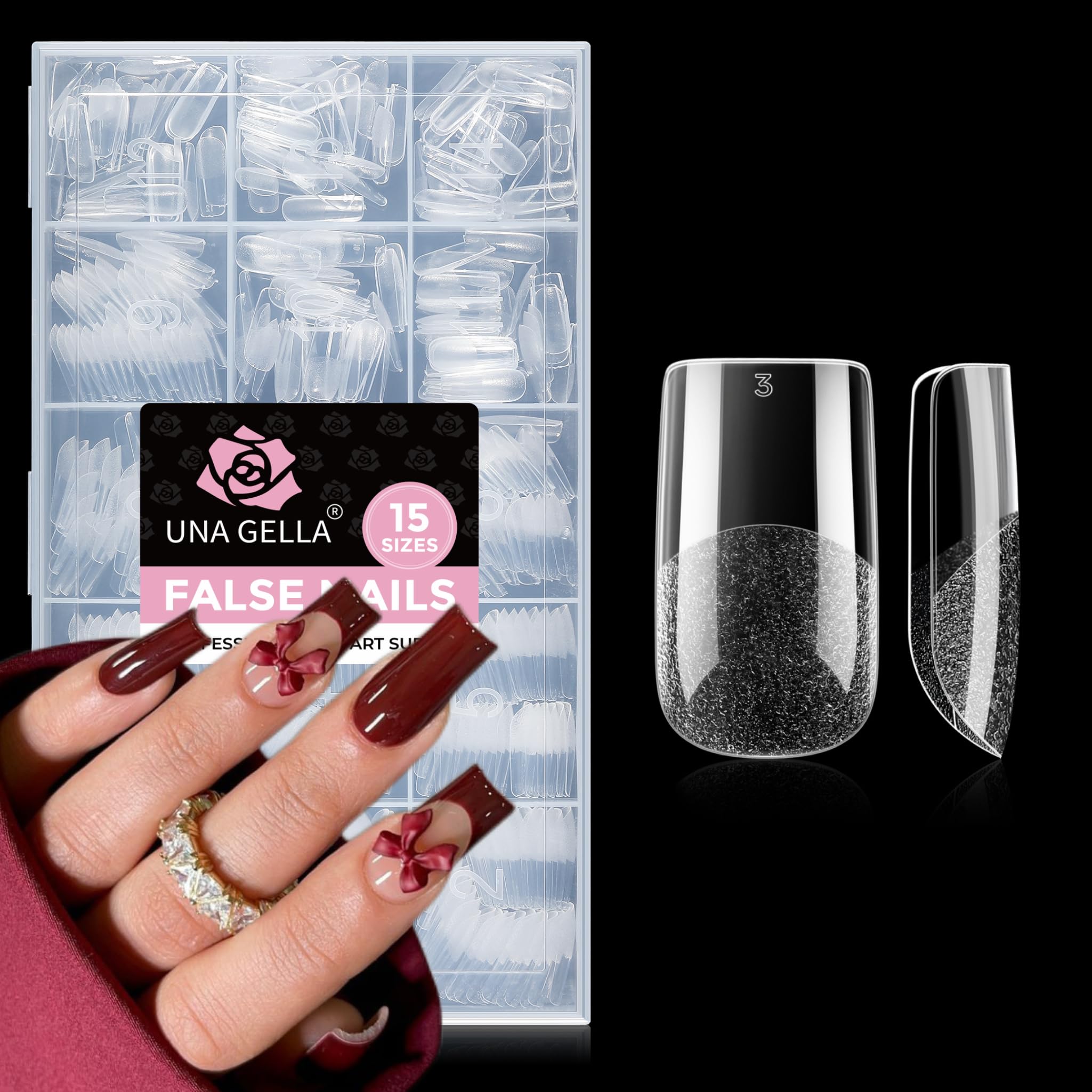 UNA GELLA Soft Gel Nail Tips, 6 Shapes + 2 Glue Options