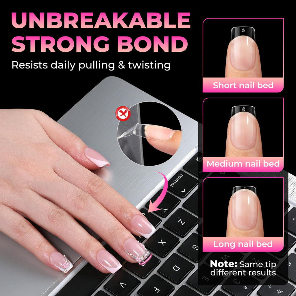 UNA GELLA Soft Gel Nail Tips, 6 Shapes + 2 Glue Options