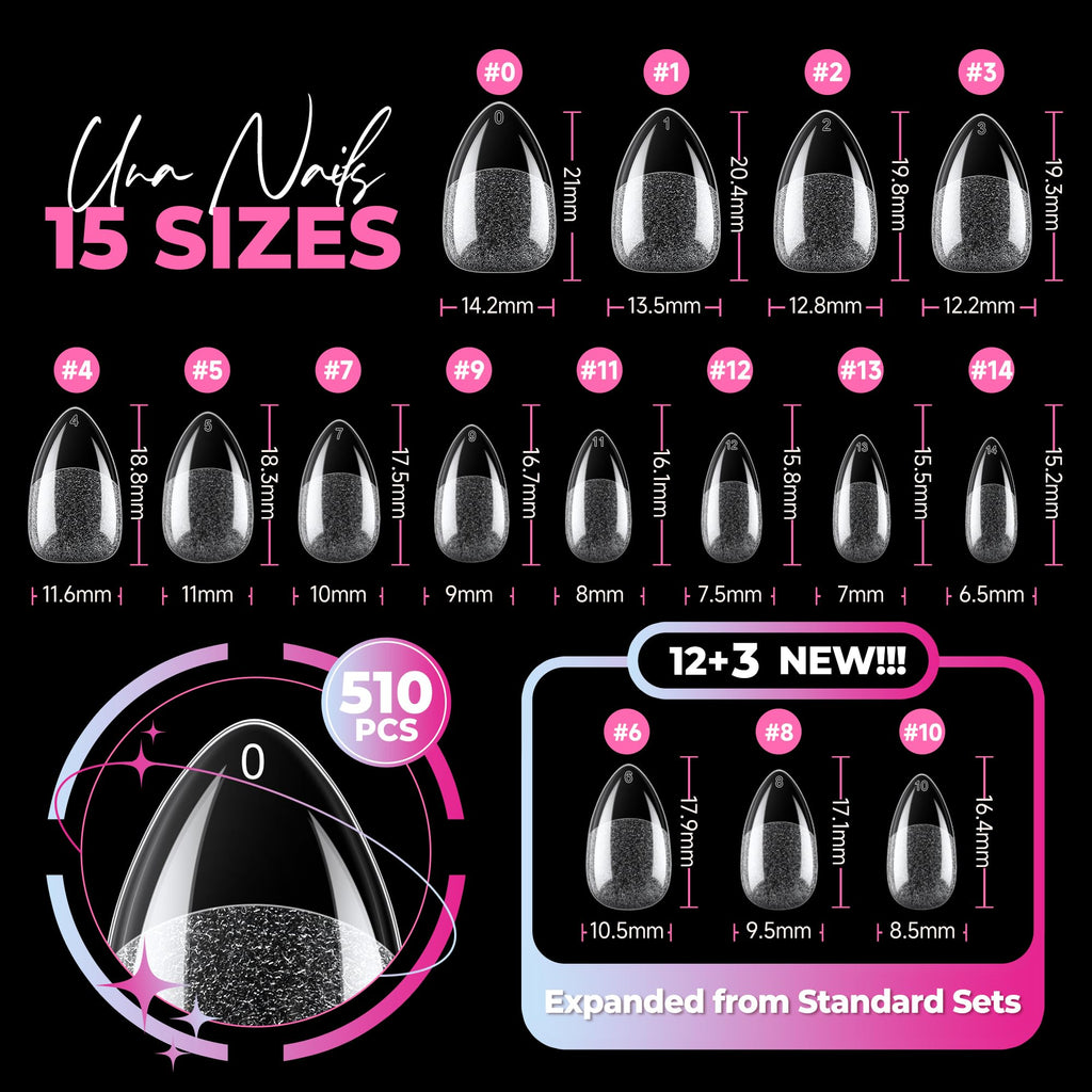 UNA GELLA Soft Gel Nail Tips, 6 Shapes + 2 Glue Options