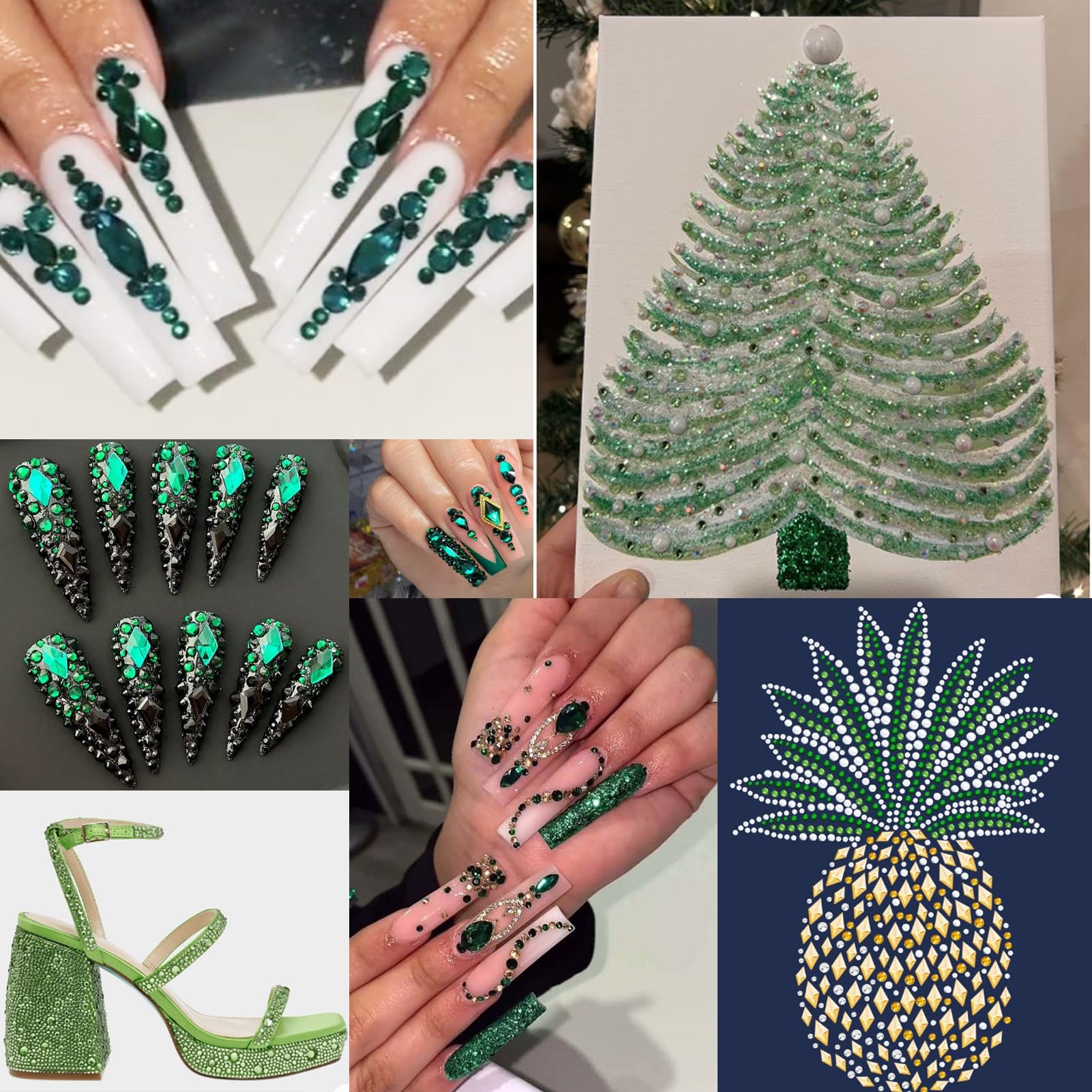 (5 diff packs ) 12 Types of 600  Diamonds + 2500 Flat Rhinestones Mix 20 Styles Flatback Stones Set + Tweezers + Drill Pen