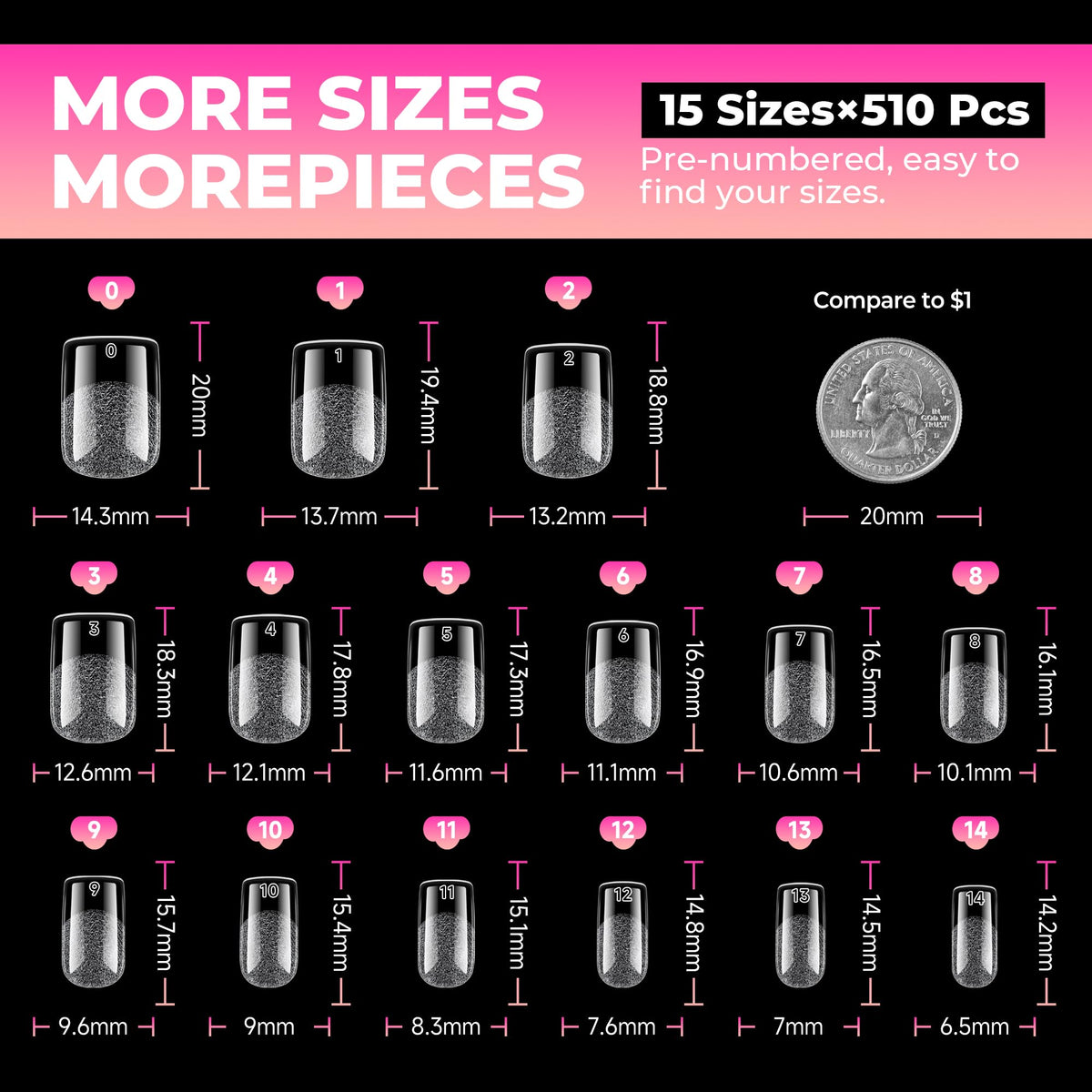 UNA GELLA Soft Gel Nail Tips, 6 Shapes + 2 Glue Options