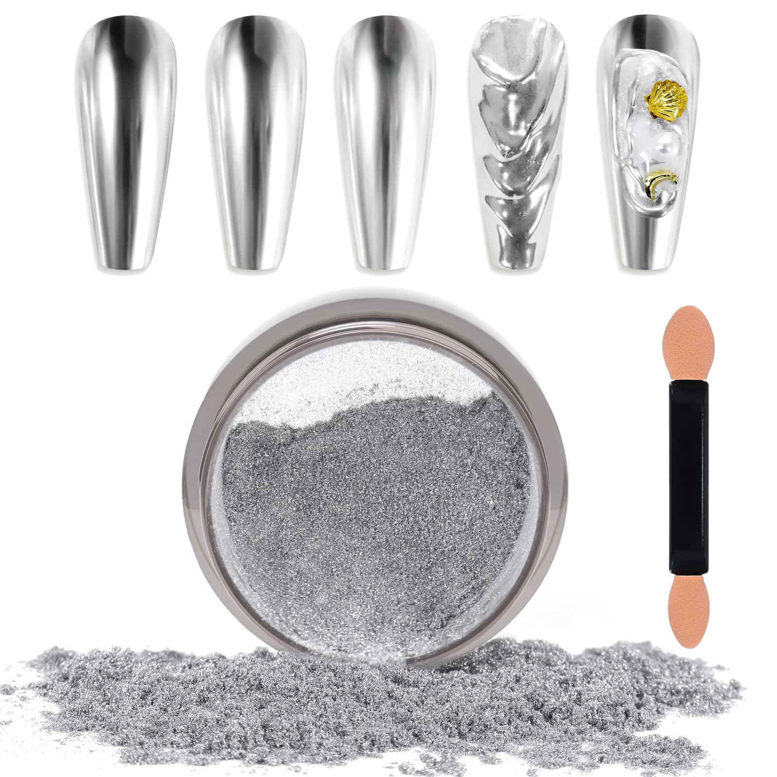 Laza Chrome Nail Powder Mirror Effect Metallic 6 diff colors