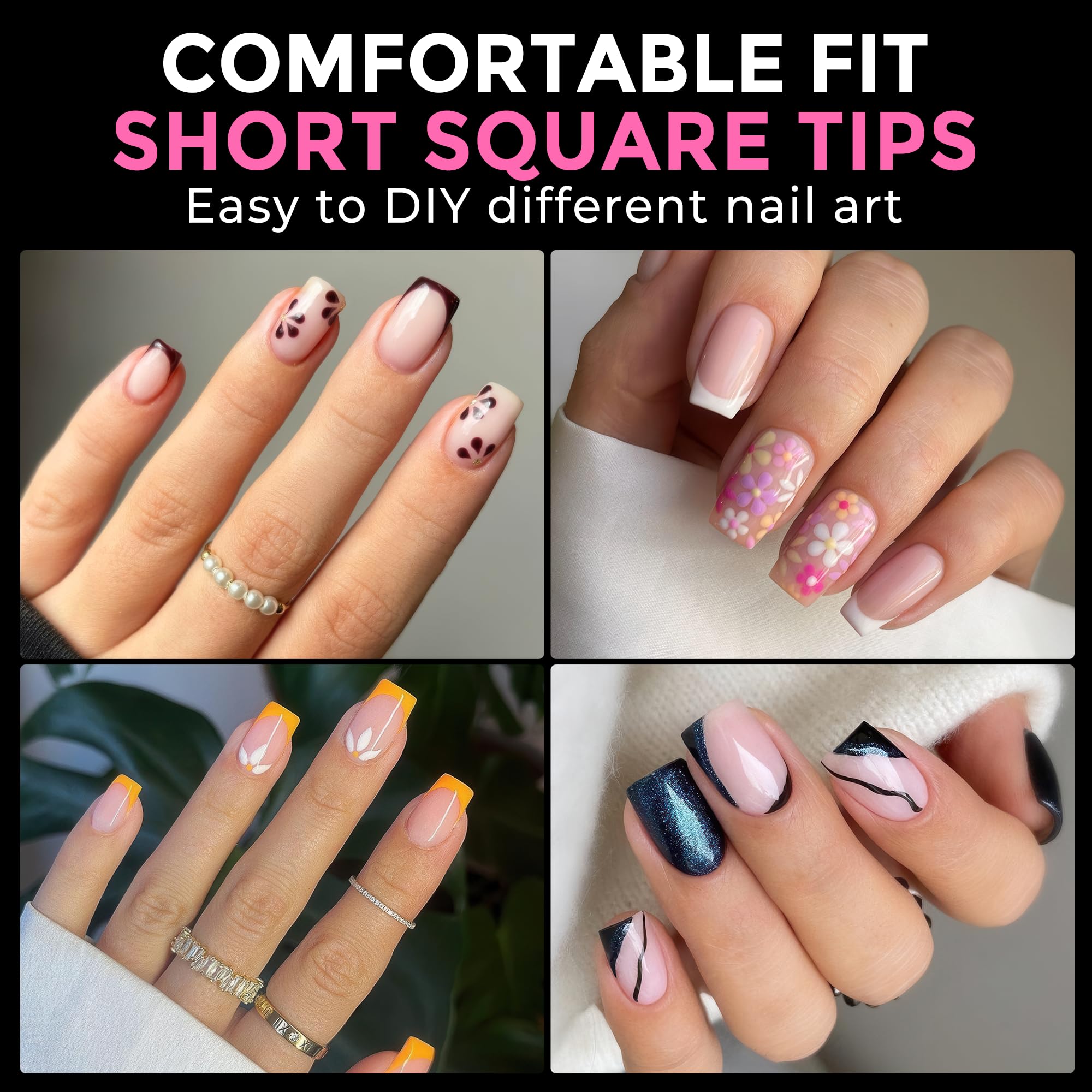 2 different options for glue , plus differnet shapes and sizes for nail tips! choose your pack !