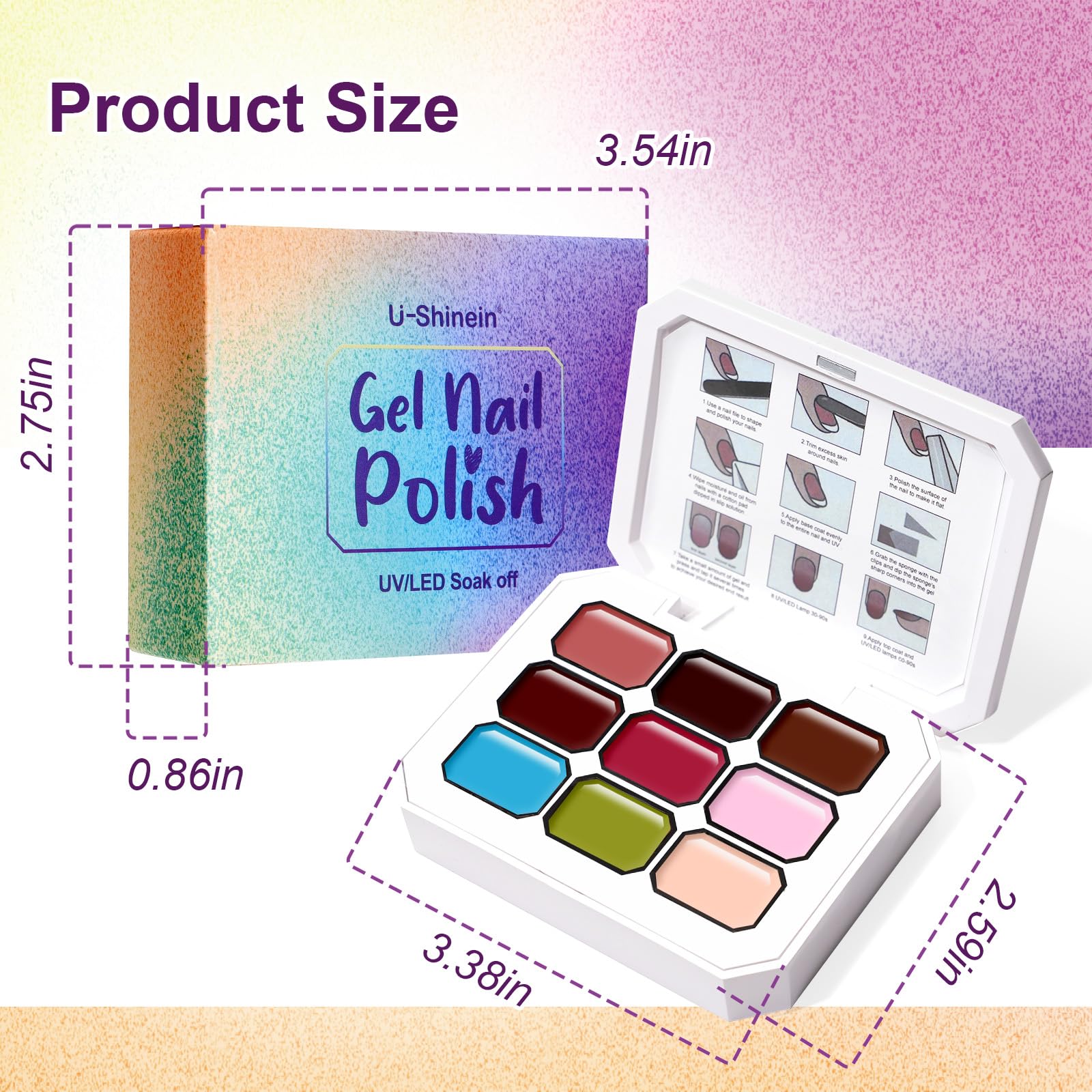 Gradient Painting Gel,(plenty of diff combinations!) 9 Colors Ombre Gel Nail Polish with 100Pcs Nail Sponges &Tweezers, Sponging Gel Nail Polish for Ombre Nails