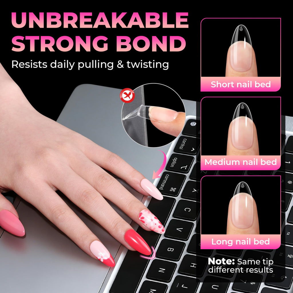 UNA GELLA Soft Gel Nail Tips, 6 Shapes + 2 Glue Options
