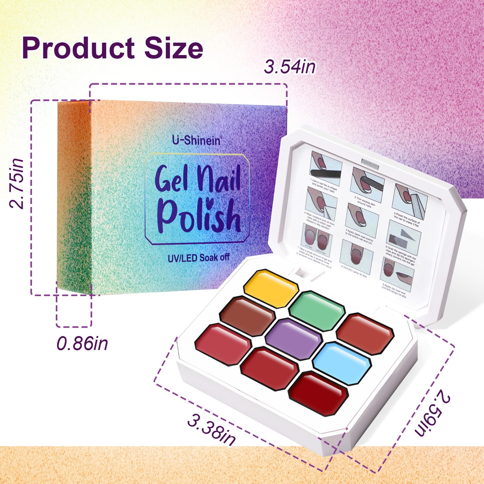 Gradient Painting Gel,(plenty of diff combinations!) 9 Colors Ombre Gel Nail Polish with 100Pcs Nail Sponges &Tweezers, Sponging Gel Nail Polish for Ombre Nails