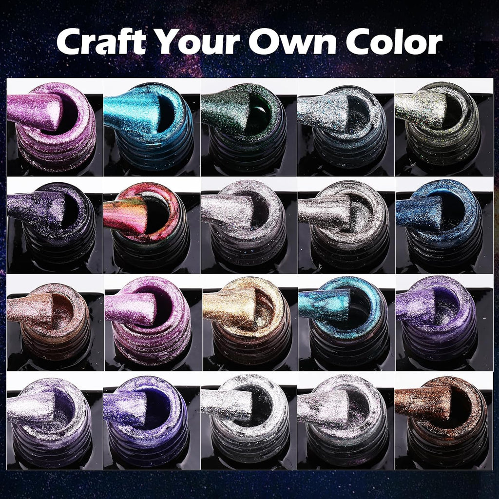 Clara Colors Cat-Eye Gel Polish Kit, 20 Colors with 48W UV Lamp