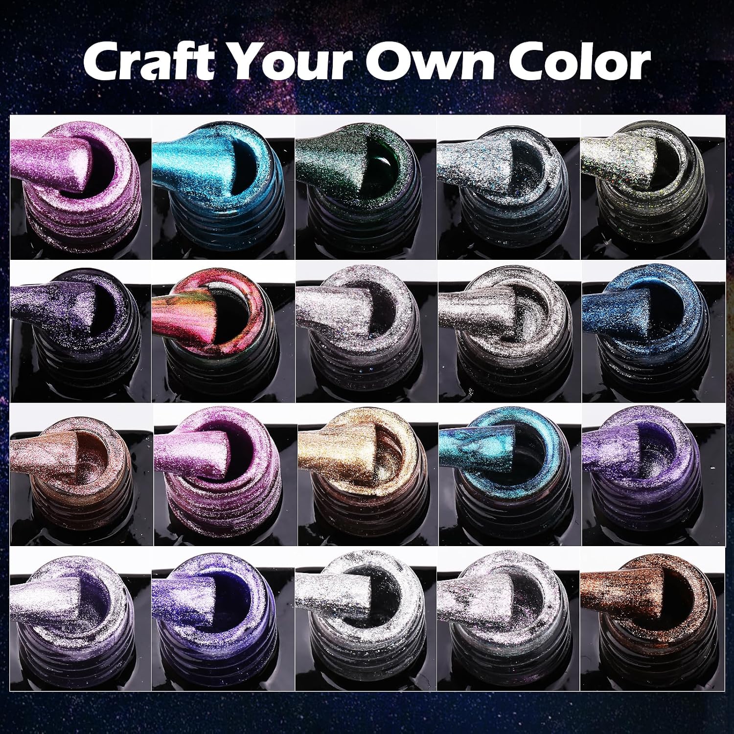 Clara Colors Cat-Eye Gel Polish Kit, 20 Colors with 48W UV Lamp