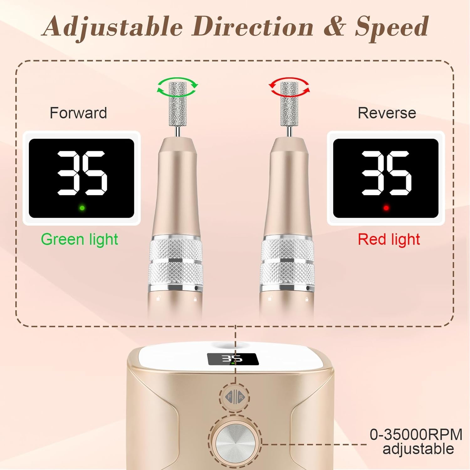 Nail Drill Machine for Gel ,Acrylic Nails, 35000RPM Electric Nail File Professional with 11 Bits  Gel Polish Remover