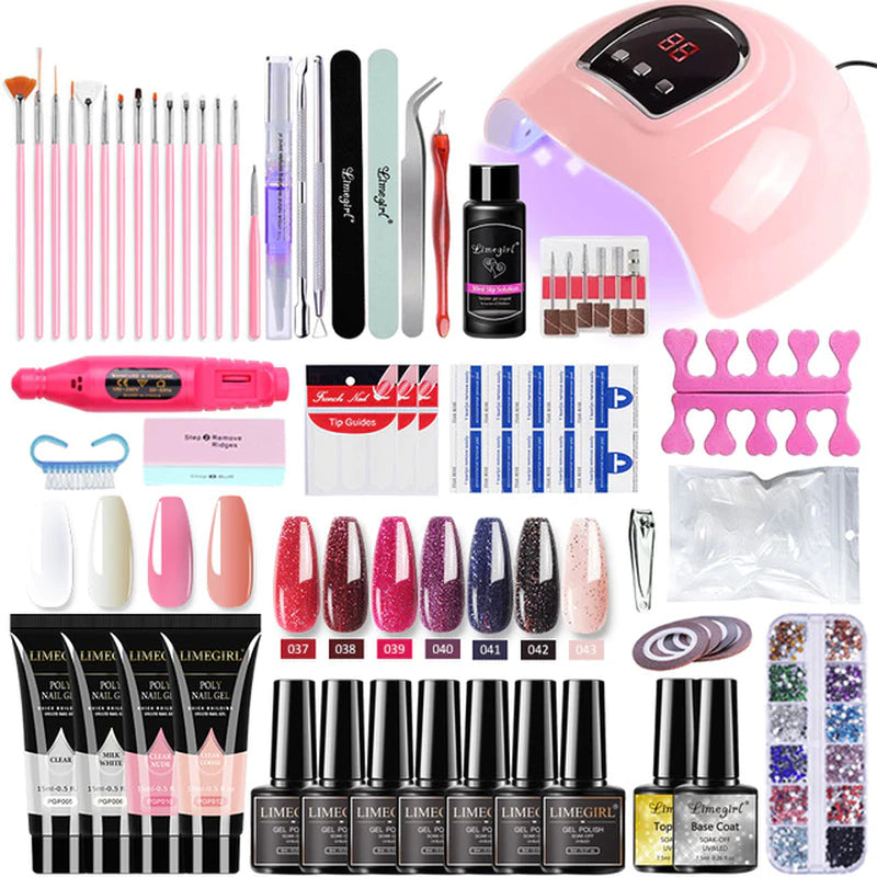 Nail Set with Nail Lamp Dryer, Drill Machine Manicure Set Kit PolyGel Kit . Soak-Off 