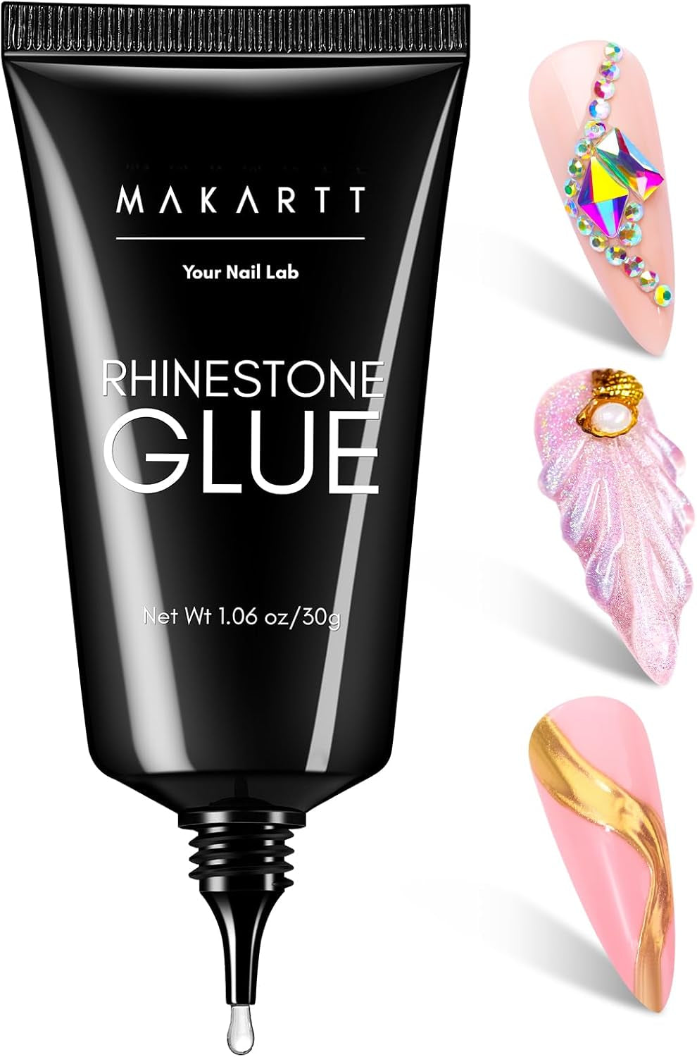 Nail Rhinestone Glue Gel - 30G Super Strong Adhesive Gel Nail Glue for 3D Glitters Gems Charms Crystals Beads Sequins