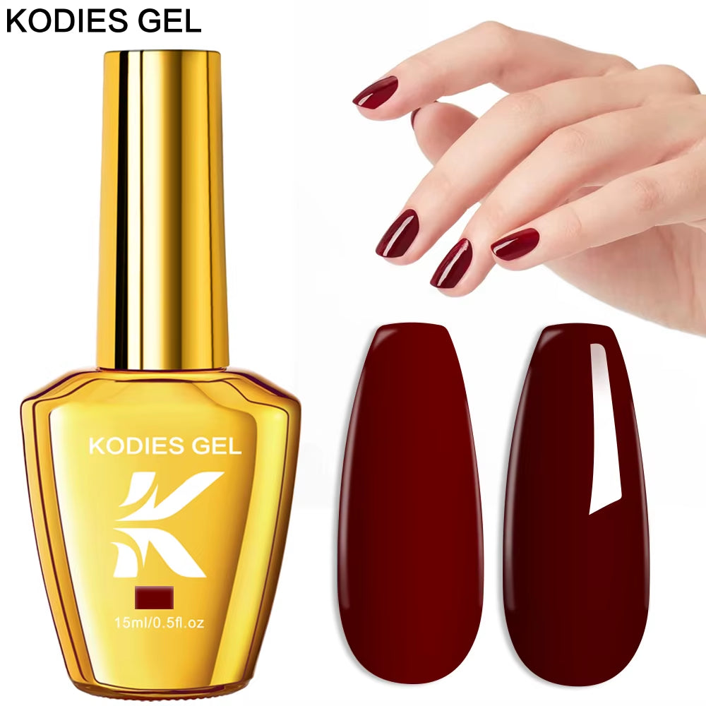 Burgundy Red Gel Nail Polish 15ML Soak off Gel Varnish Semi Permanent UV Lamp Nail Lacquer Manicure Nails Art Salon