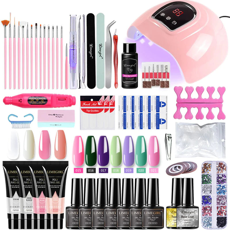 Nail Set with Nail Lamp Dryer, Drill Machine Manicure Set Kit PolyGel Kit . Soak-Off 
