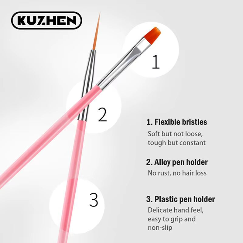 15Pcs Professional Nail Art Brush Set for Manicure Rhinestone Acrylic Paint Brushes Kit UV Gel Polish Nails Lining Pen Gradient