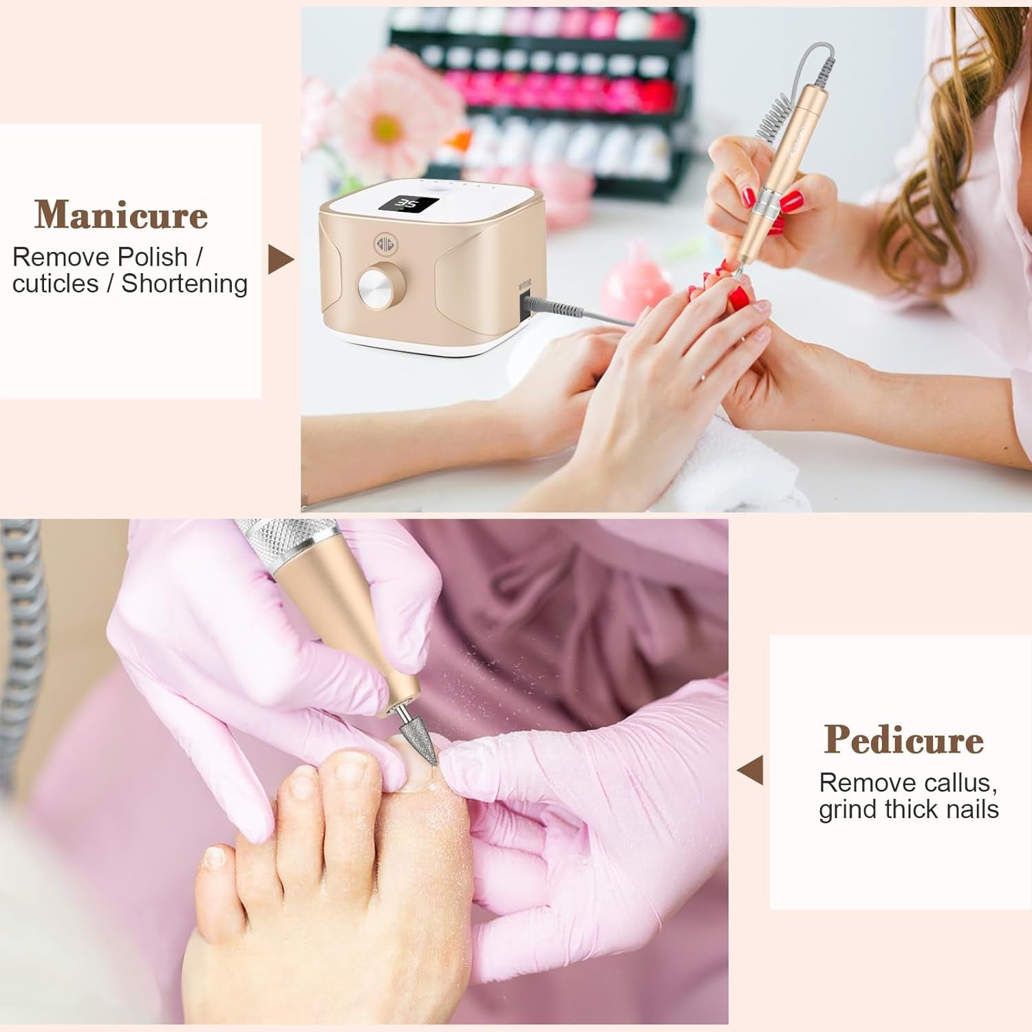 Nail Drill Machine for Gel ,Acrylic Nails, 35000RPM Electric Nail File Professional with 11 Bits  Gel Polish Remover