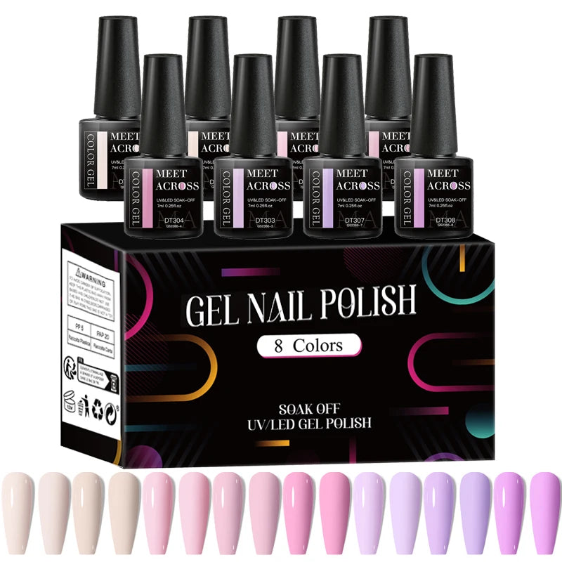 8Pcs/Set Fluorescent Gel Nail Polish Summer Spring Colorful  . 12 different combinations 