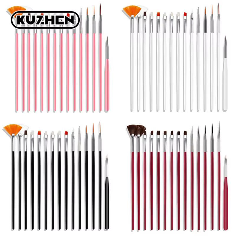 15Pcs Professional Nail Art Brush Set for Manicure Rhinestone Acrylic Paint Brushes Kit UV Gel Polish Nails Lining Pen Gradient