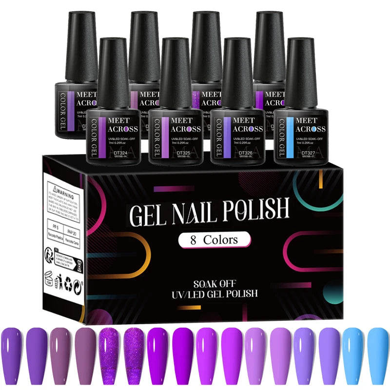 8Pcs/Set Fluorescent Gel Nail Polish Summer Spring Colorful  . 12 different combinations 