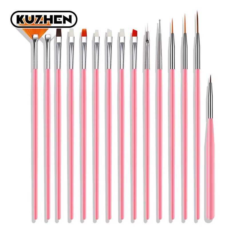 15Pcs Professional Nail Art Brush Set for Manicure Rhinestone Acrylic Paint Brushes Kit UV Gel Polish Nails Lining Pen Gradient